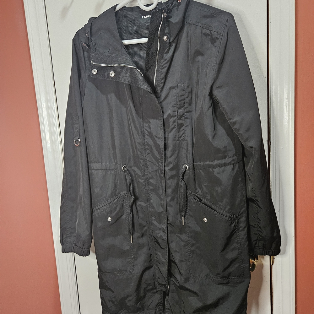 Express Black Hooded Utility Anorak Jacket